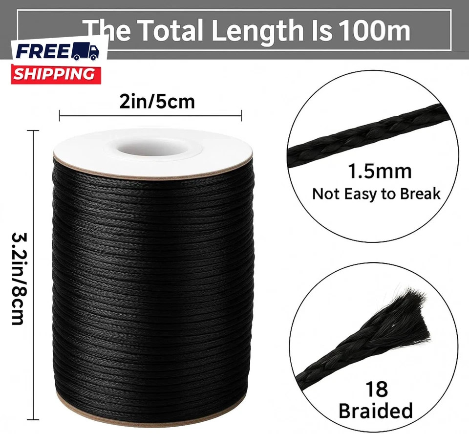1.5MM Black Nylon String 110Yards Wind Chime String Weather Resistant Nylon