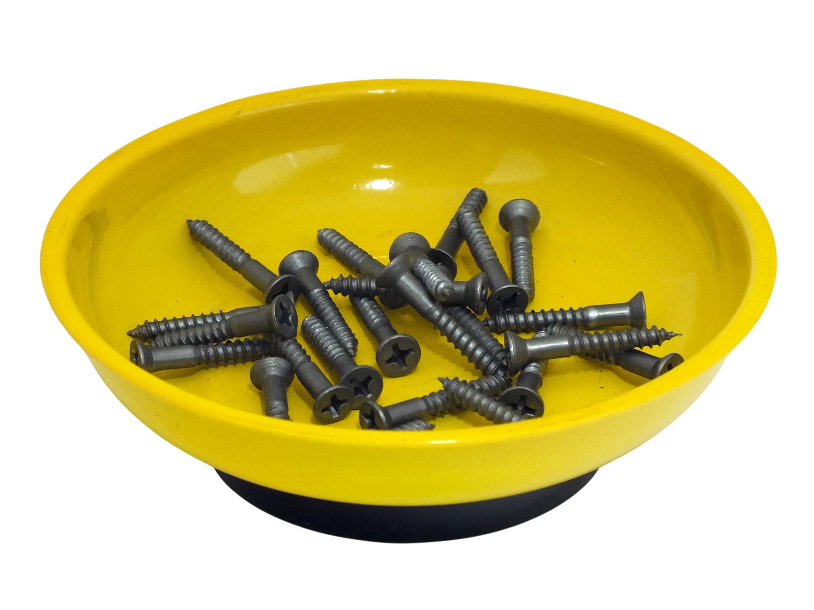 3pc Magnetic Parts Trays Hi-Vis Yellow 100mm 4" Round Dish for Nuts Bolts Screws