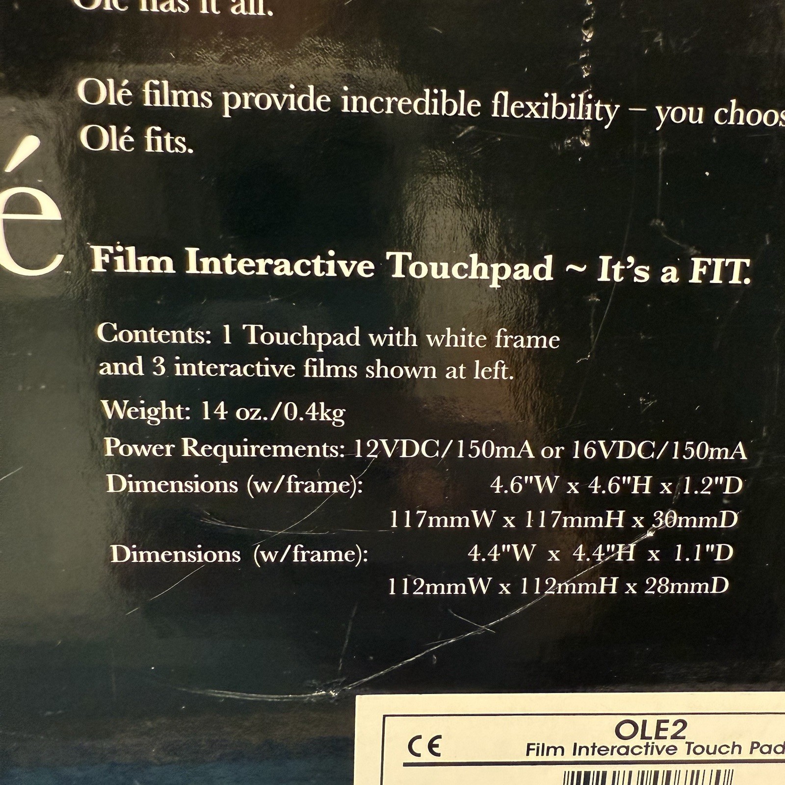 Elan Olé Home Systems OLE2 Film Interactive Touch Pad 17 Function White