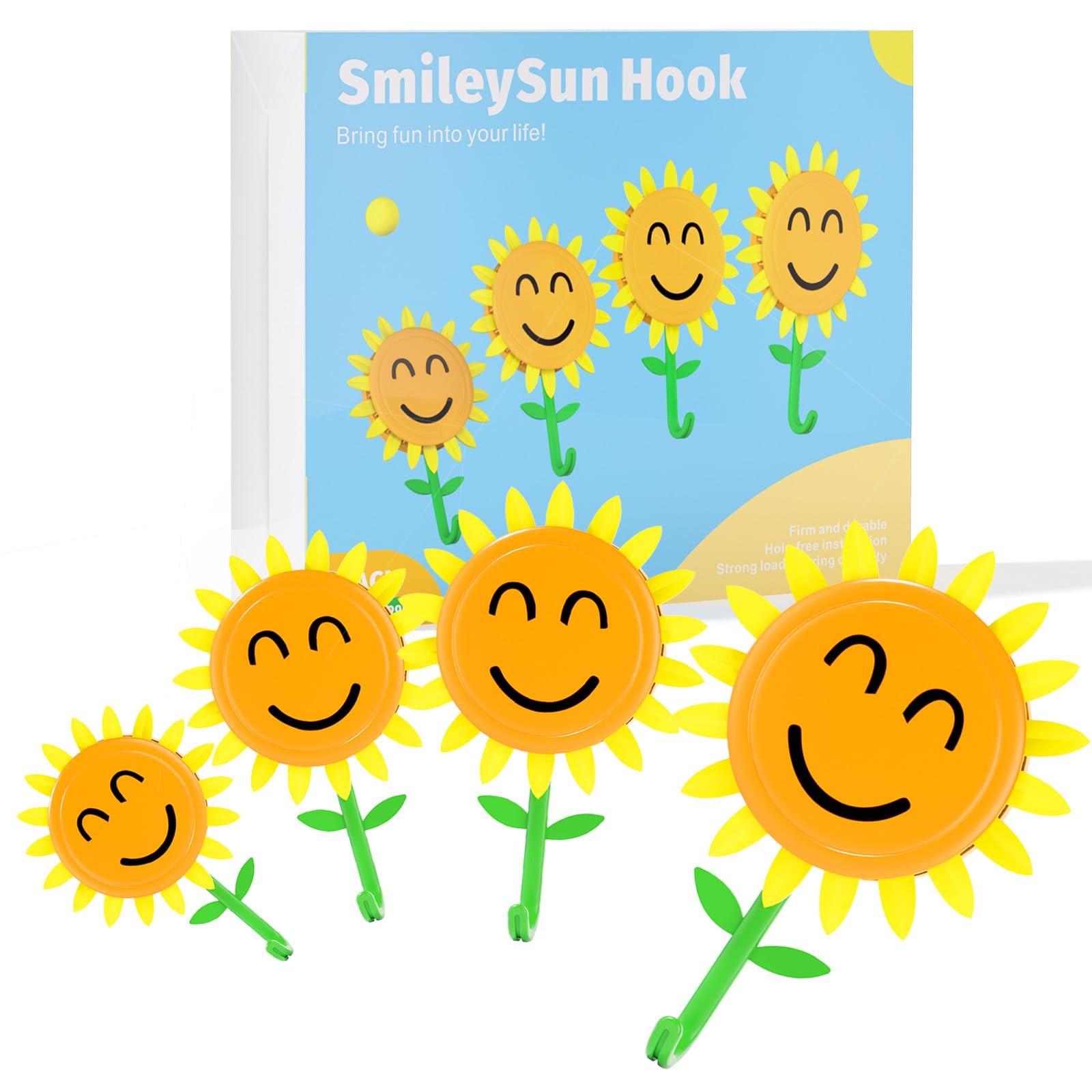 Sunflower Retractable Hooks, Strong -Adhesive Sticky Hooks, Traceless & Water...
