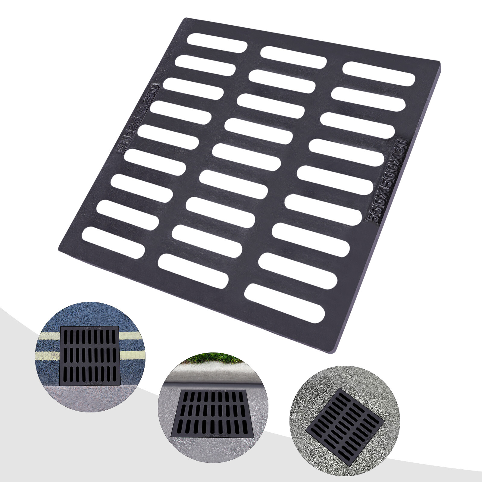 Cast Iron Sewer Grate Drain Catch Basin Cover Strainers Trench Drainage Outdoor