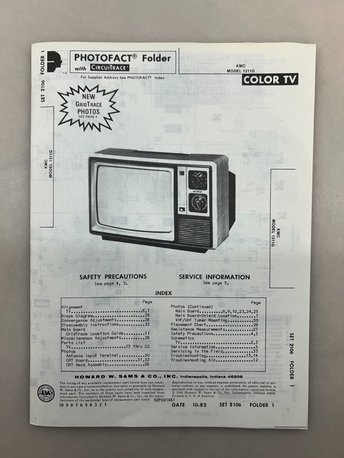 KMC 1311G Service Manual Sams Photofact Free Shipping
