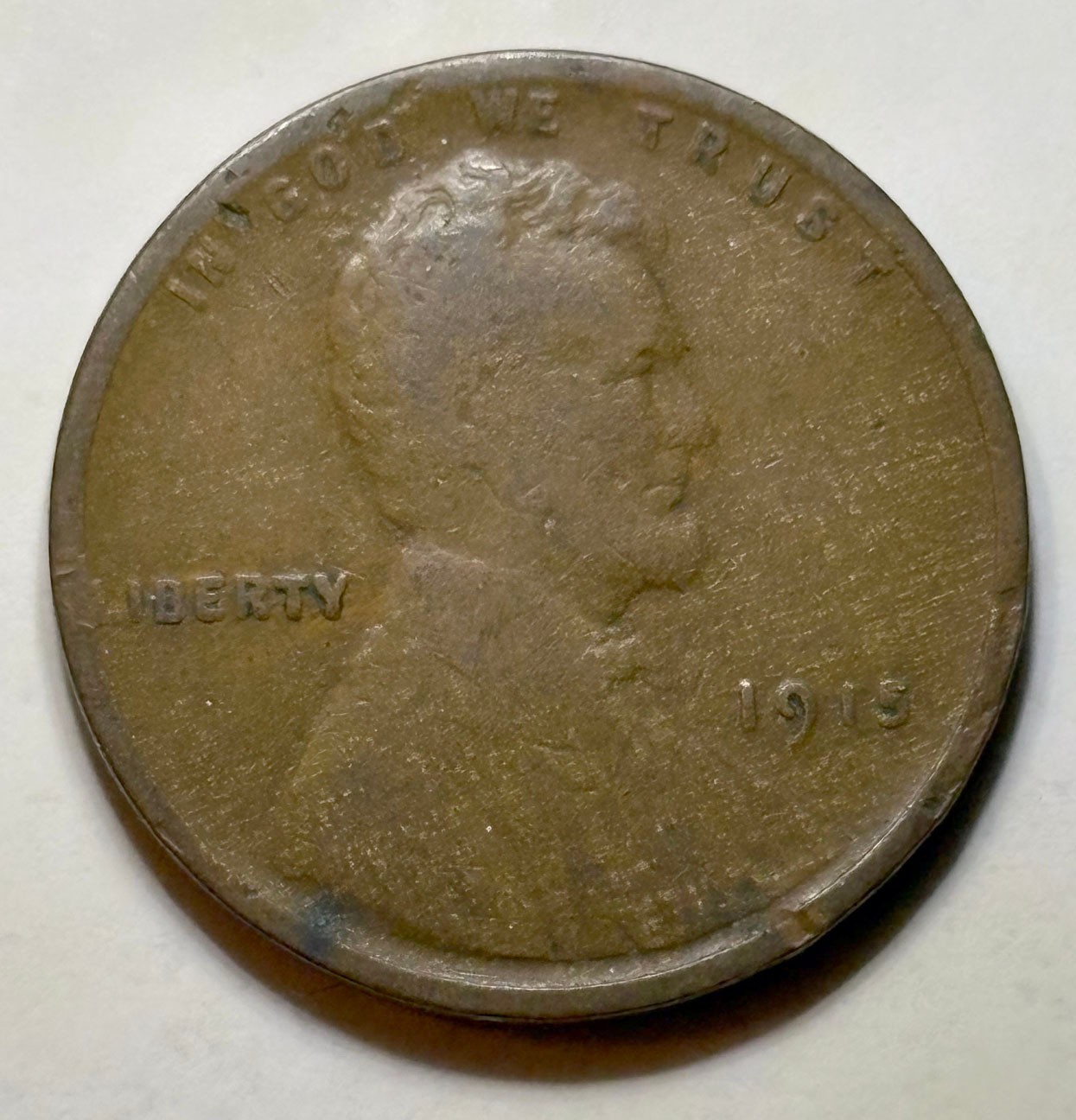 1915 Lincoln Wheat Cent- Good- Minor Woody- Improper Alloy