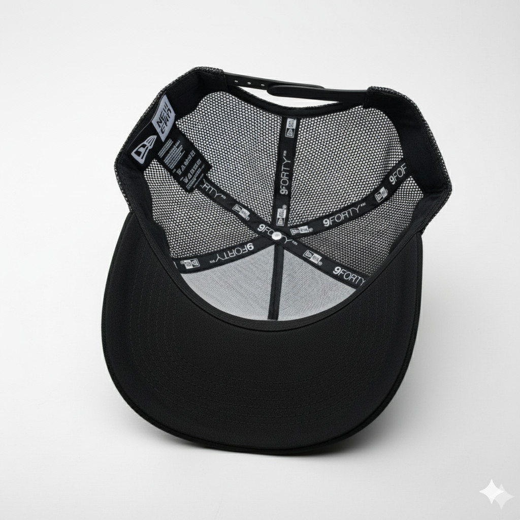 HK Letter Logo Embroidered 9FORTY Mesh Trucker Hat Adjustable Cap