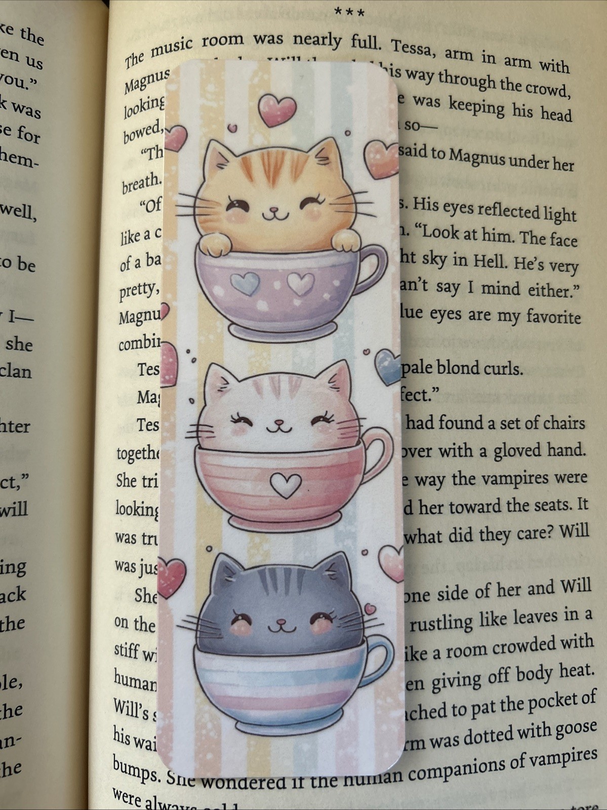 Kitties in Teacups Bookmark | Cute Bookish Gift | Laminated Cardstock