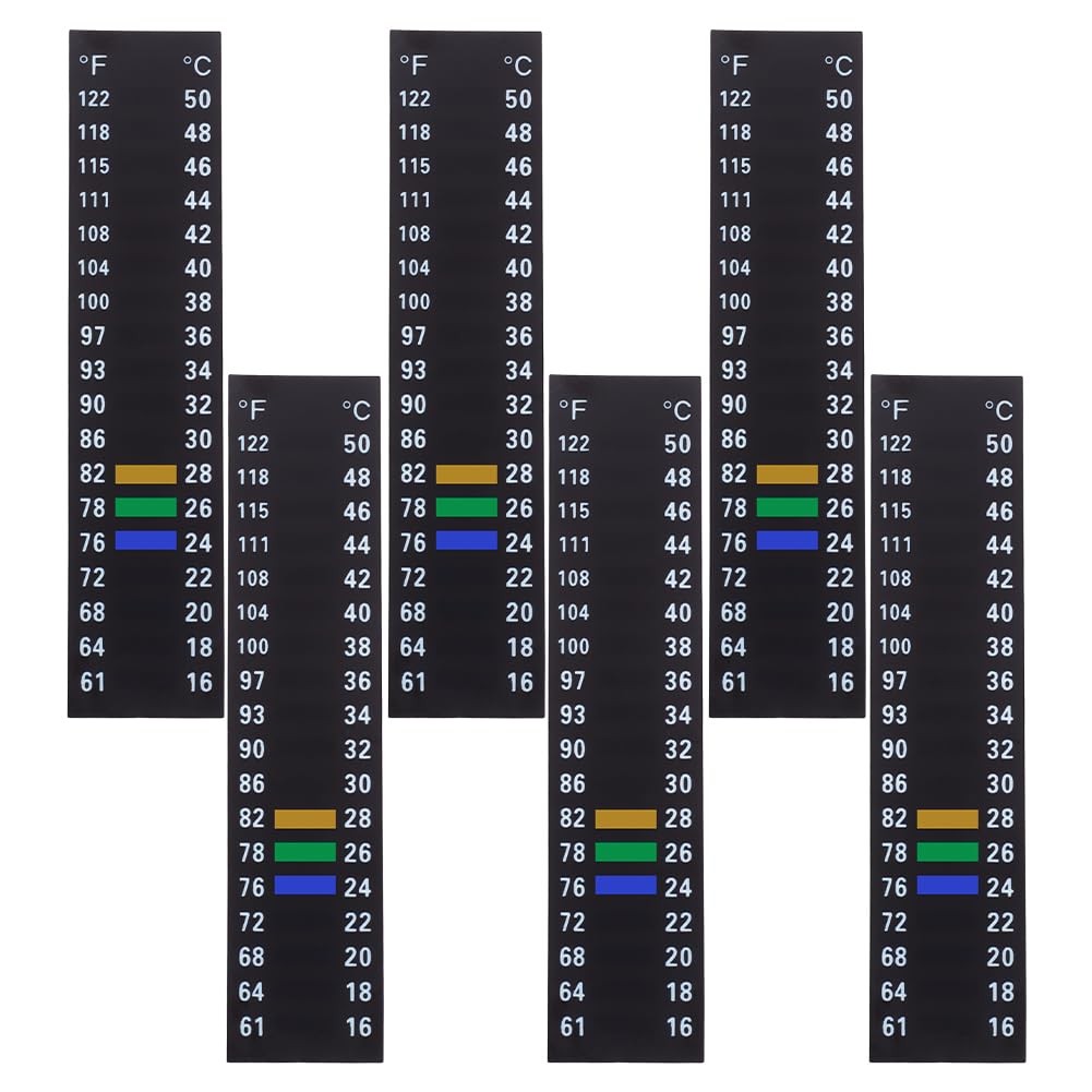 DELORIGIN 12Pcs Aquarium Thermometer Strip Fish Tank Black