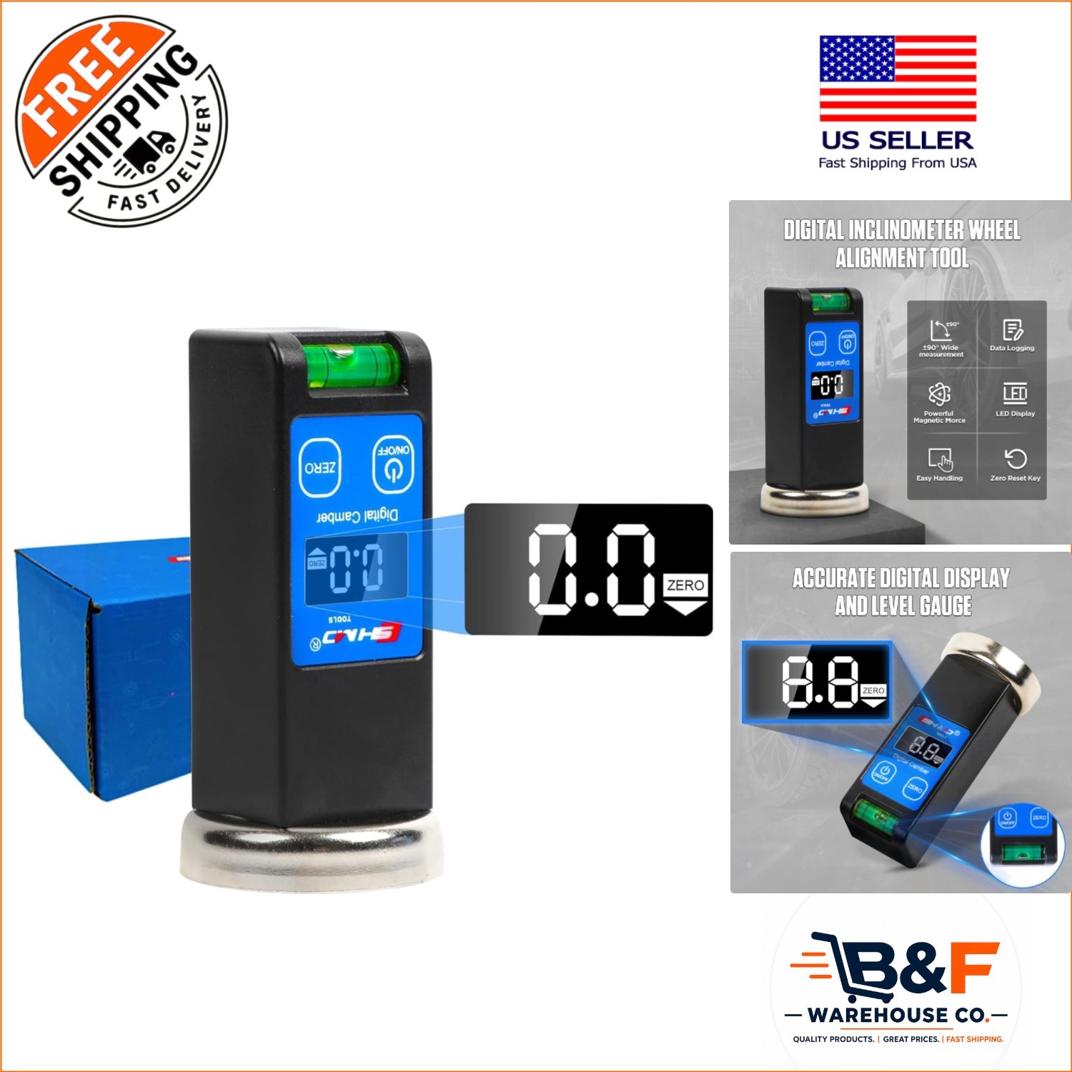 Magnetic Digital Wheel Alignment Tool - LCD Display for Precise Camber Readings