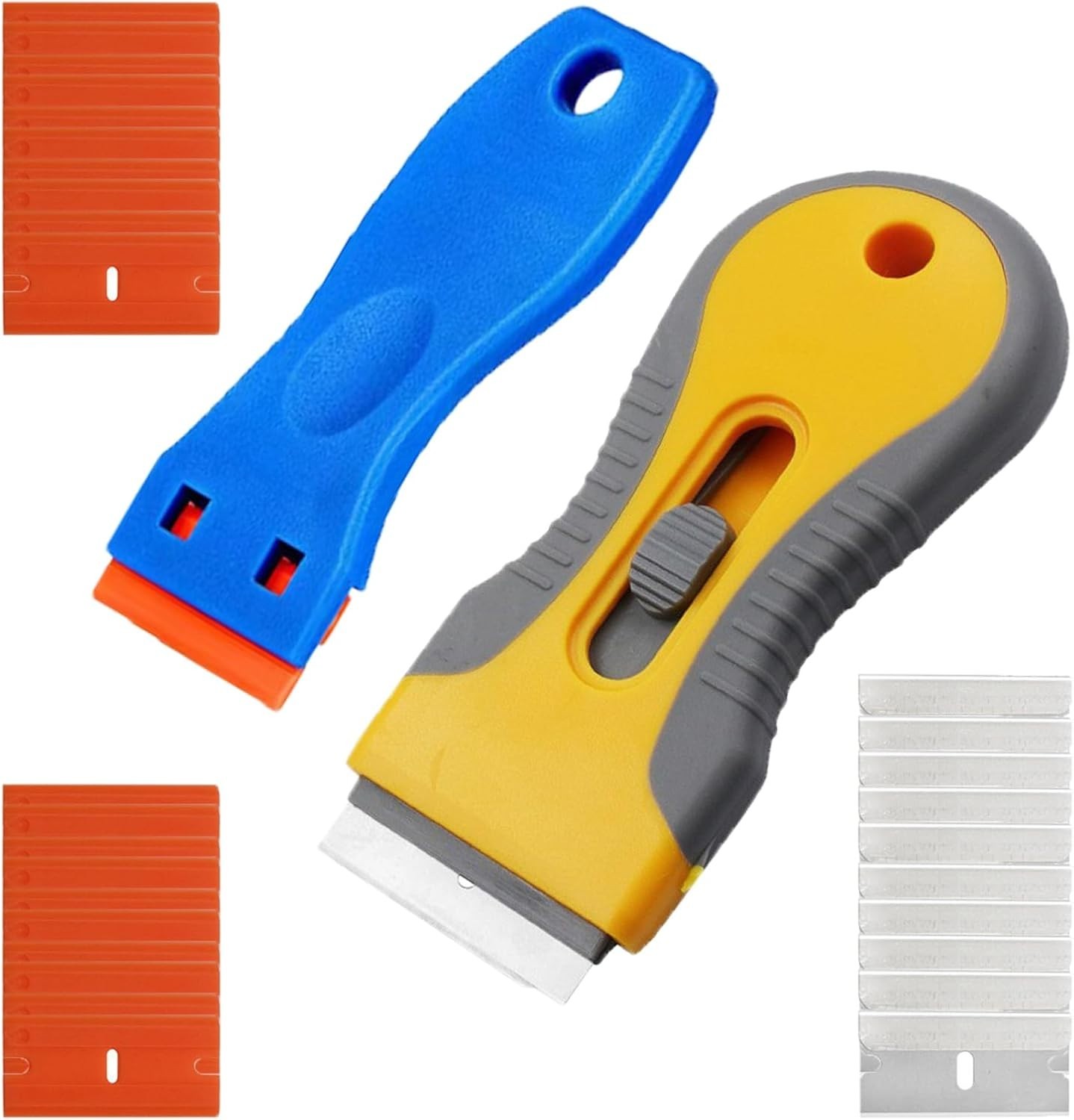 Plastic Razor Blade Scraper Tool, 2 Pcs Razor Scraper with 20 Pcs Plastic Blades