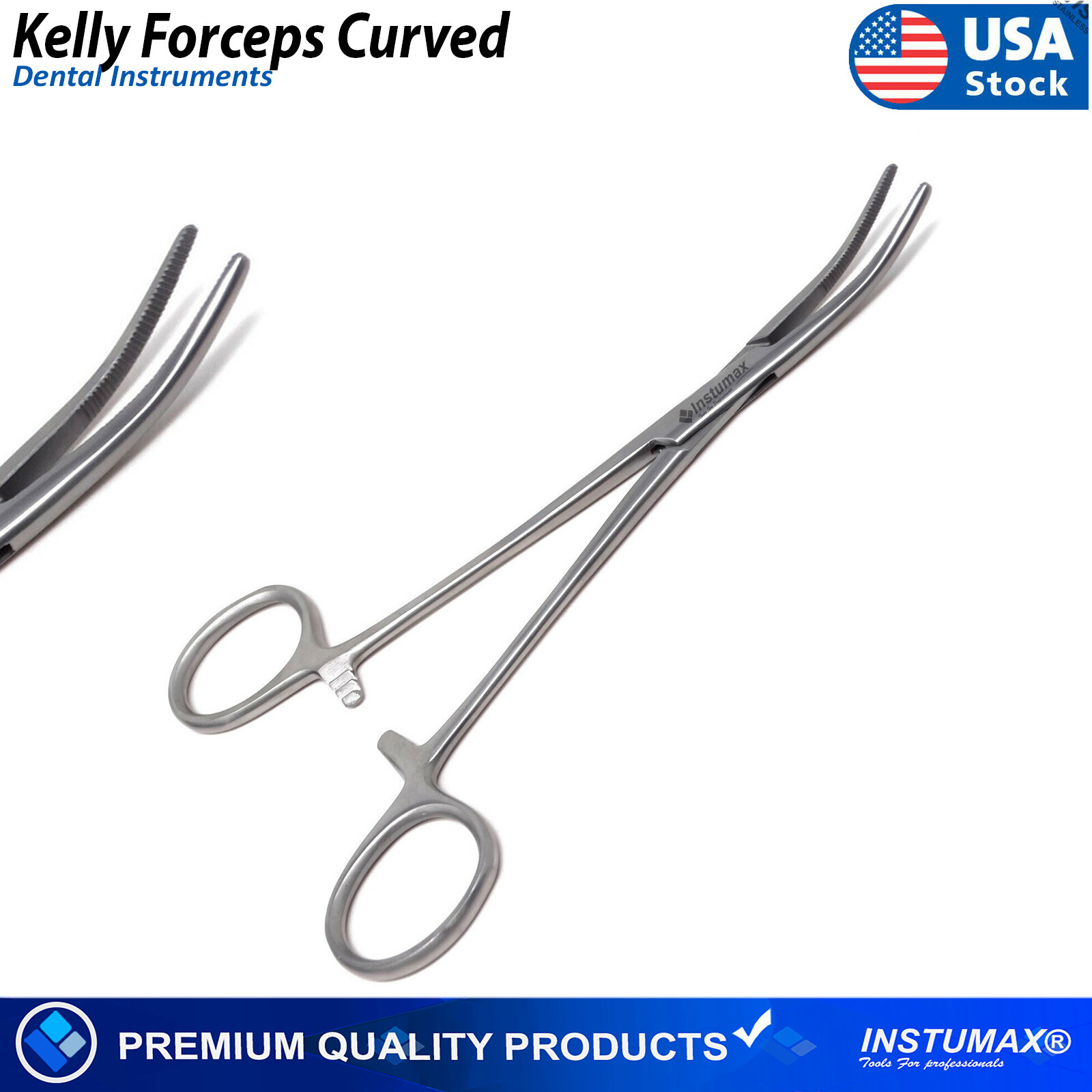 Kelly Locking Hemostat Forceps 5.5"  Curved Dental Surgical Instrument CE