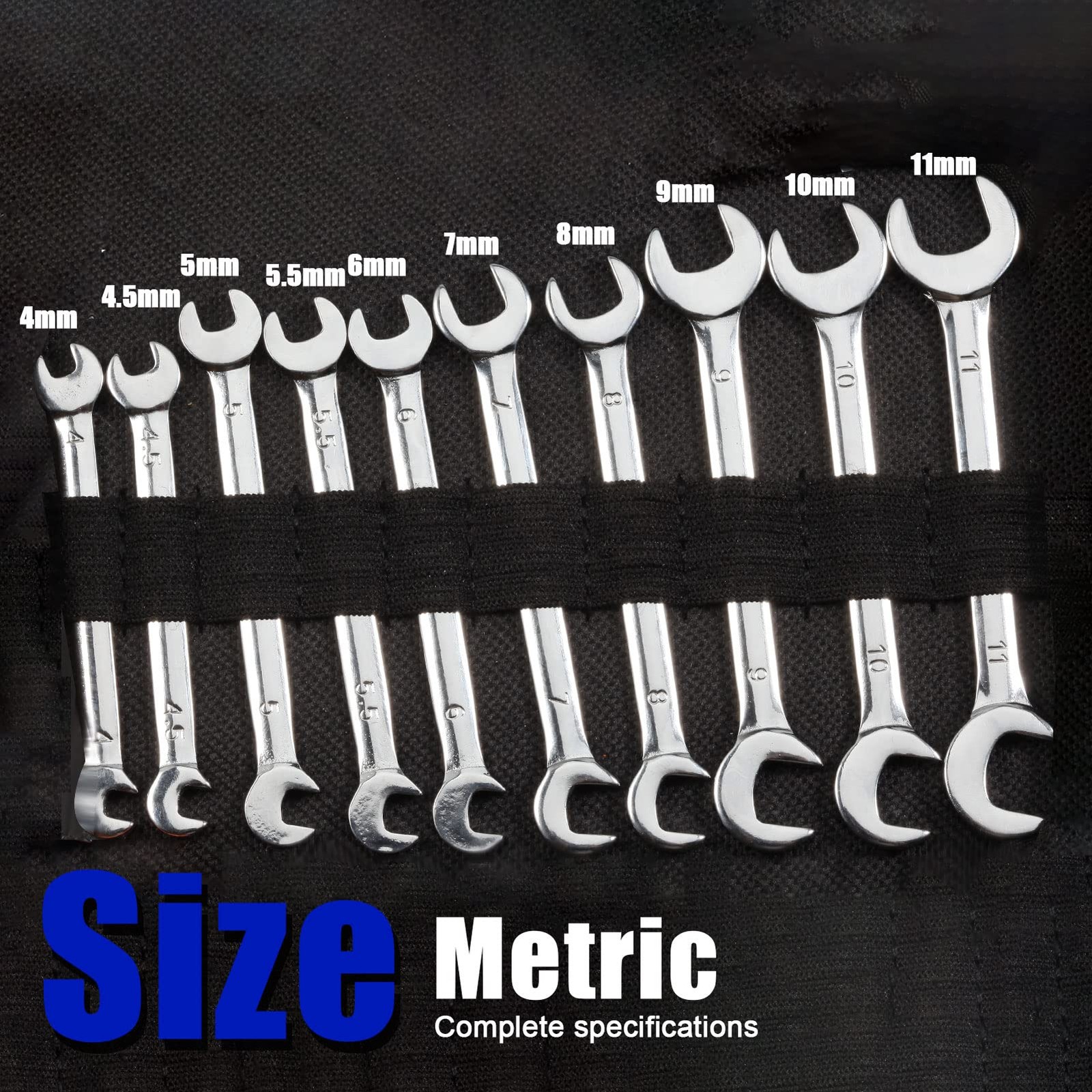 10 PCS Mini Double Open End Wrench Set Metric 4mm11mm SuperThin Silver