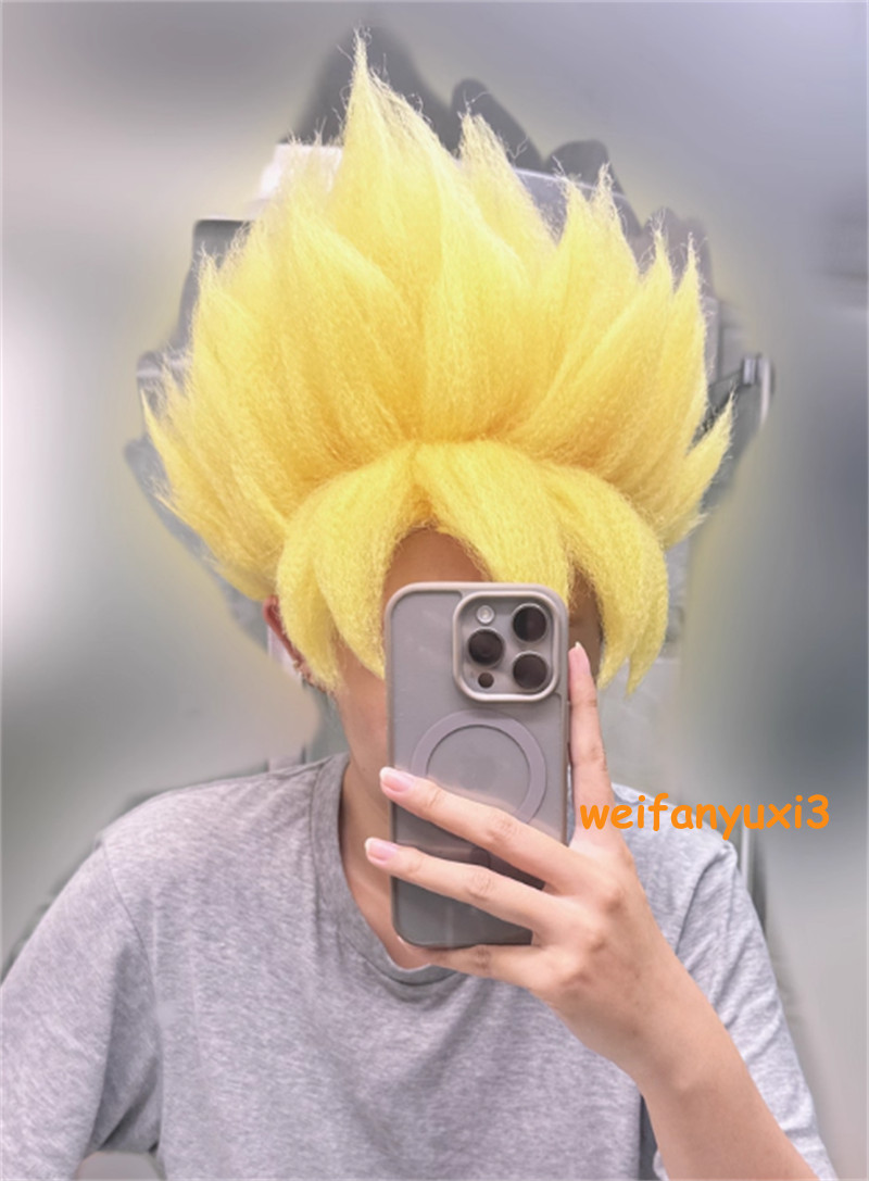 Dragon Ball Kakarotto Vegeta Goku Super Saiyan Yellow Wig Halloween Cosplay WIG