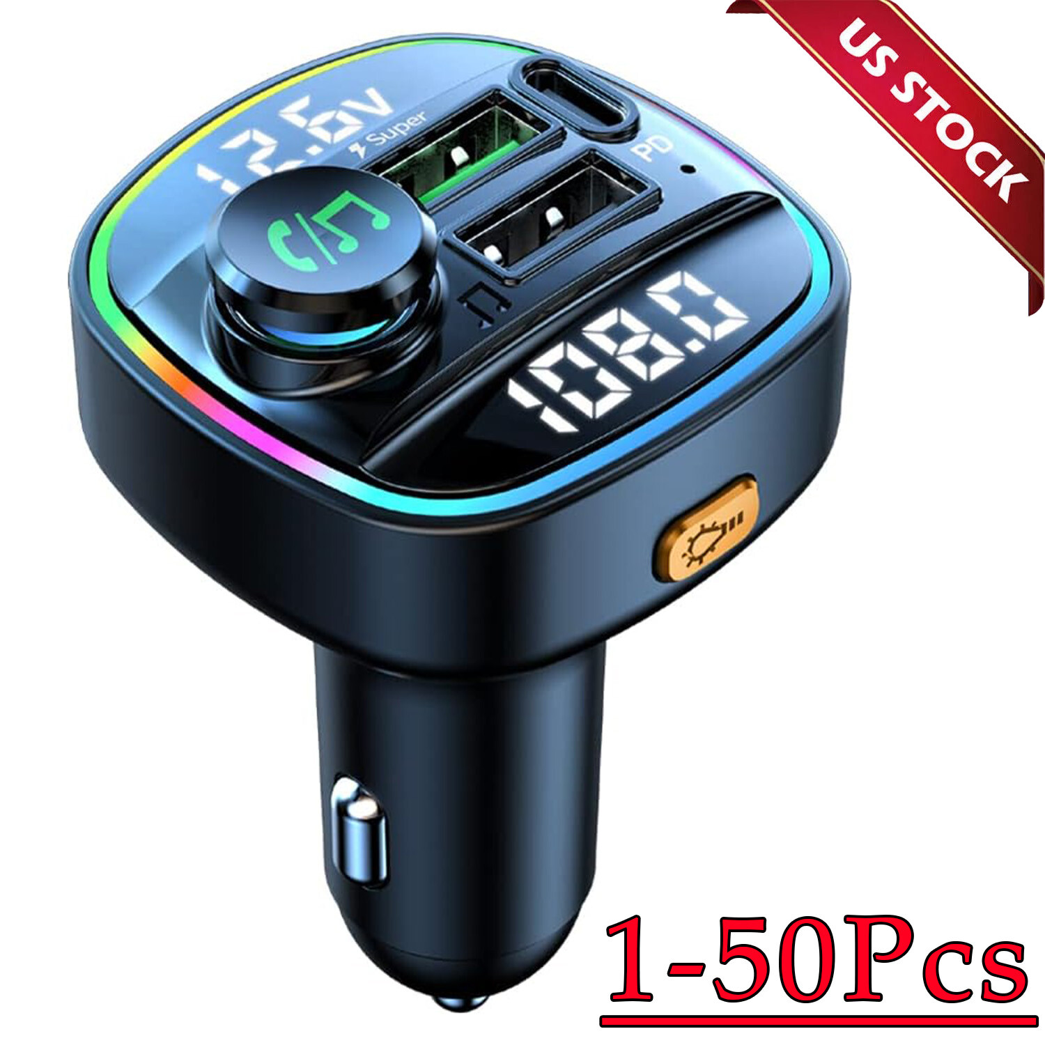 Bluetooth 5.0 Car Wireless FM Transmitter Adapter USB PD Charger AUX Hands Lot