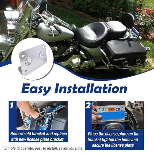Lay Down License Plate Mount Brackets Fit for 1999-2008 Harley Touring Road