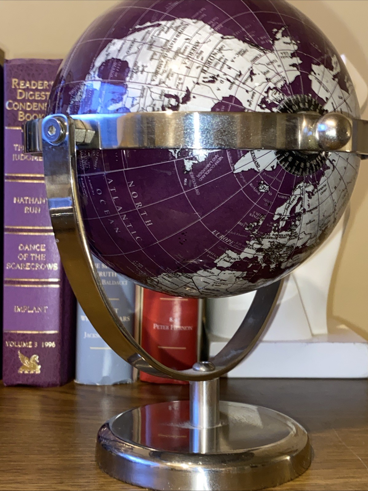 Desk Top Elegant Purple And Gray 8.5” Globe