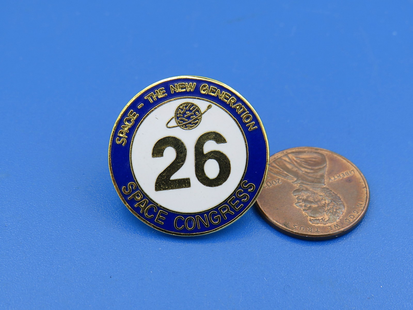 PIN enamel vtg 26th SPACE CONGRESS 1" x 1" industry NASA The New Generation