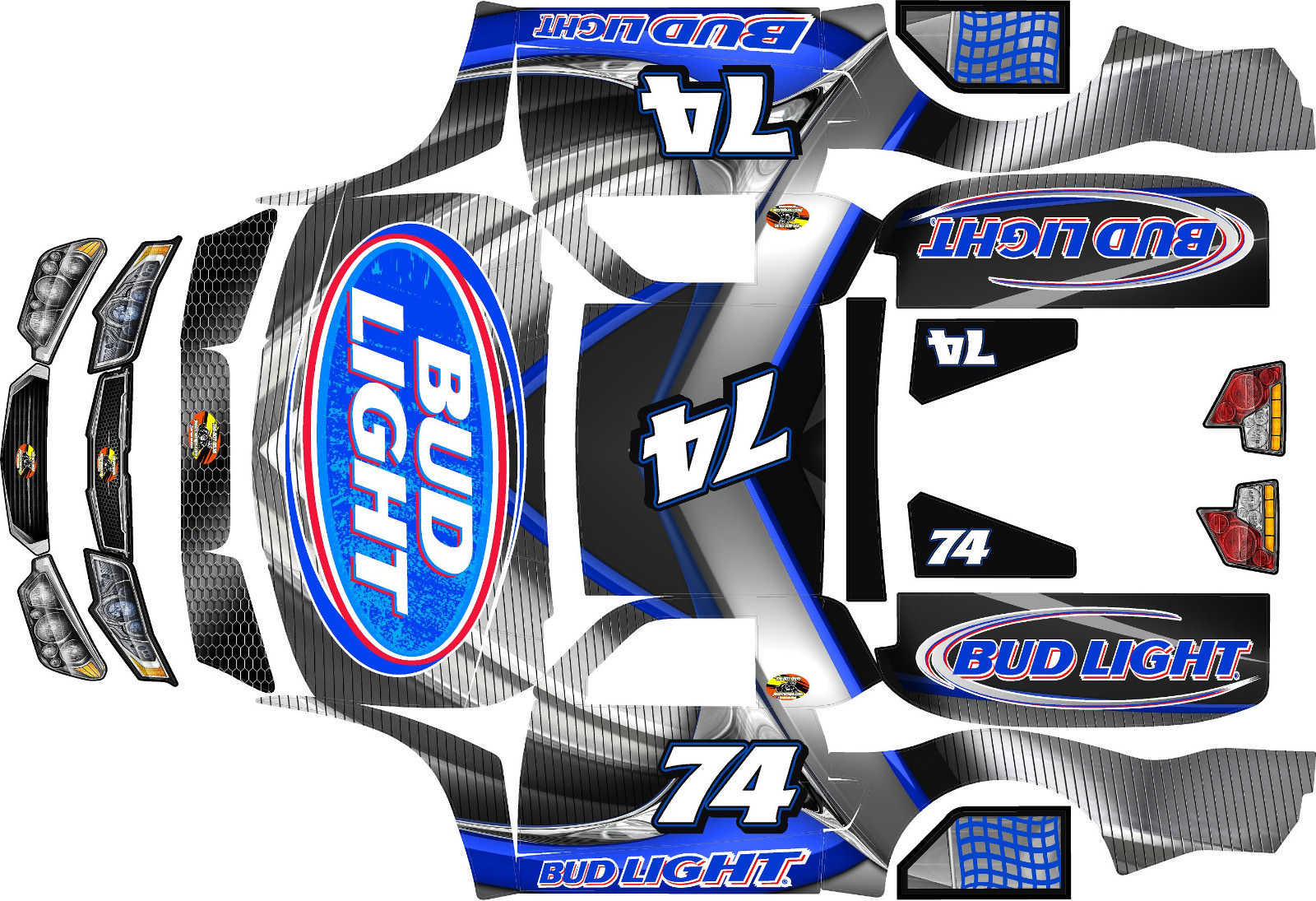 Losi 5ive T BUDD LIGHT Theme  body wrap decals stickers  BIG FLEX ROVAN