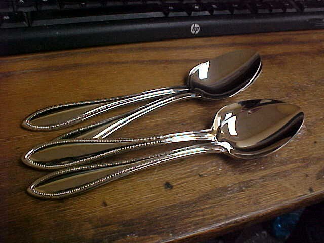 RSVP Stainless RXV5 Beaded 7 1/2"  Oval Soup Spoons ( Set Of 4) FREE SHIPPING