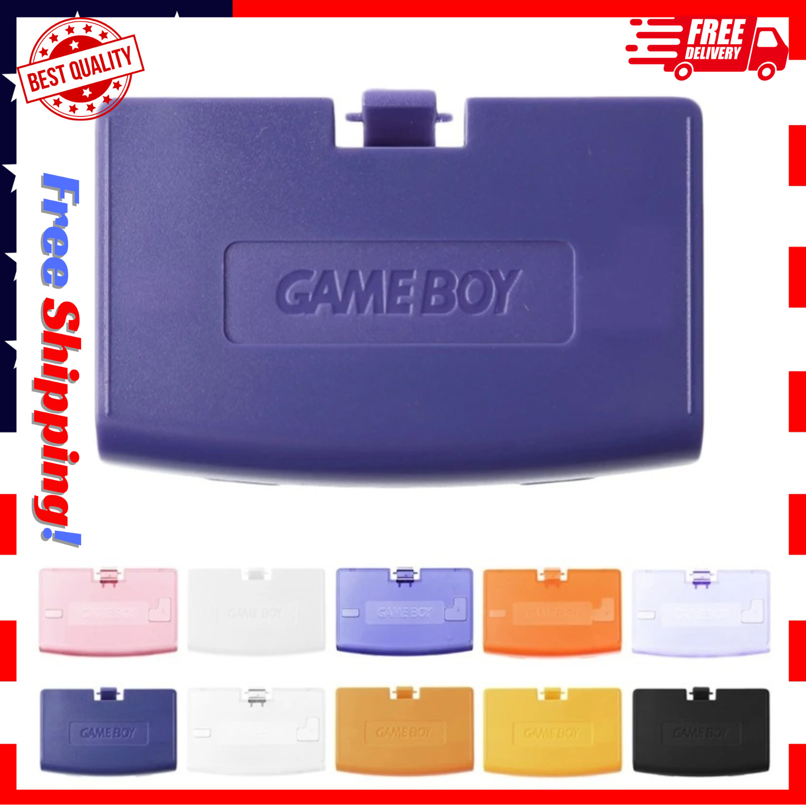 Battery Cover for Nintendo Game Boy Advance GBA Door Black/Glacier/Fuschia/Clear