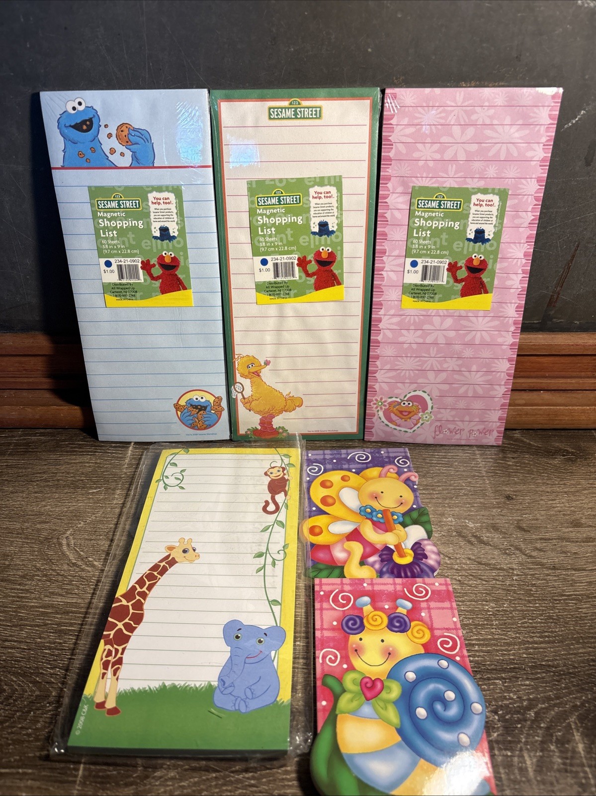 Sesame Street Magnetic Shopping List Notepad Cookie Monster Zoey Big Bird Lot J3