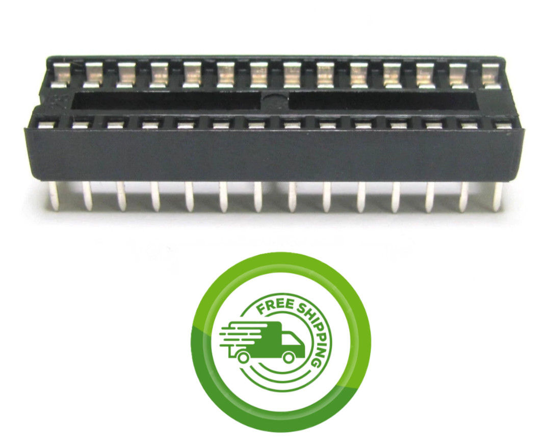 (34x) 28 Pin IC Dip Socket - 0.3" Row Spacing - 0.100" Pitch (2.54) -Tin Plated