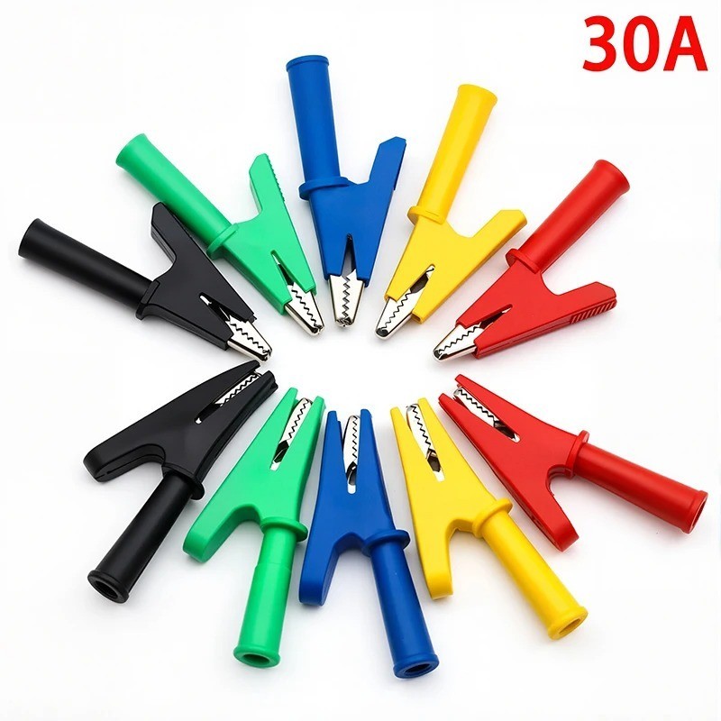 5Pcs Insulated Safety 10mmTest Alligator Clip With 4mm Banana Jack 30A