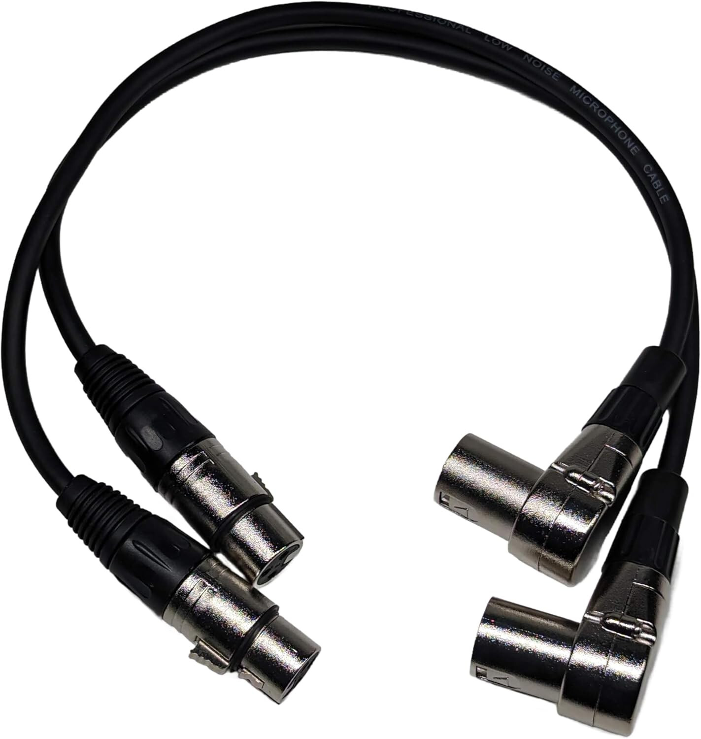 Right Angle Male XLR to Straight Female XLR Plug Cable, 3-Pin to 3-Pin, 2 Pack