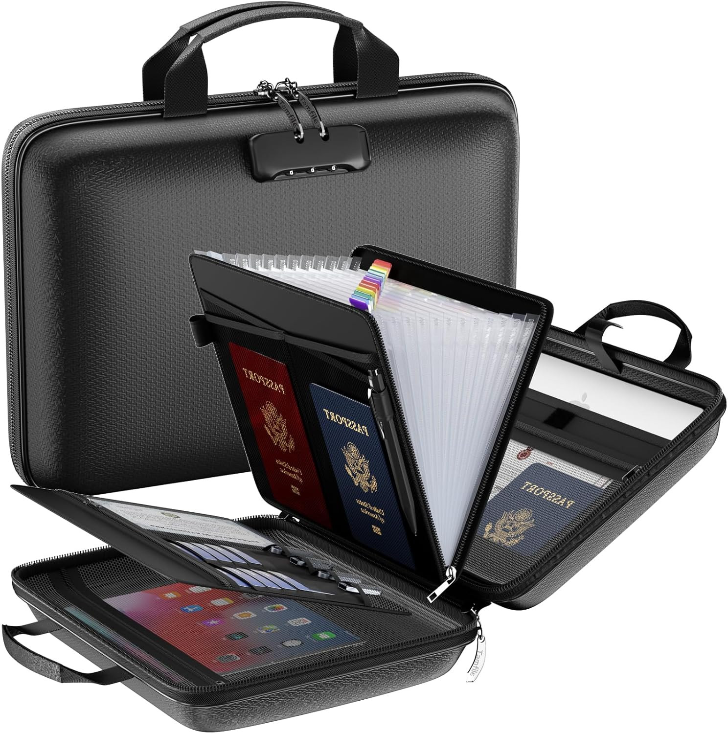 Fireproof File Organizer with Lock, Hard Case Fireproof Document Box
