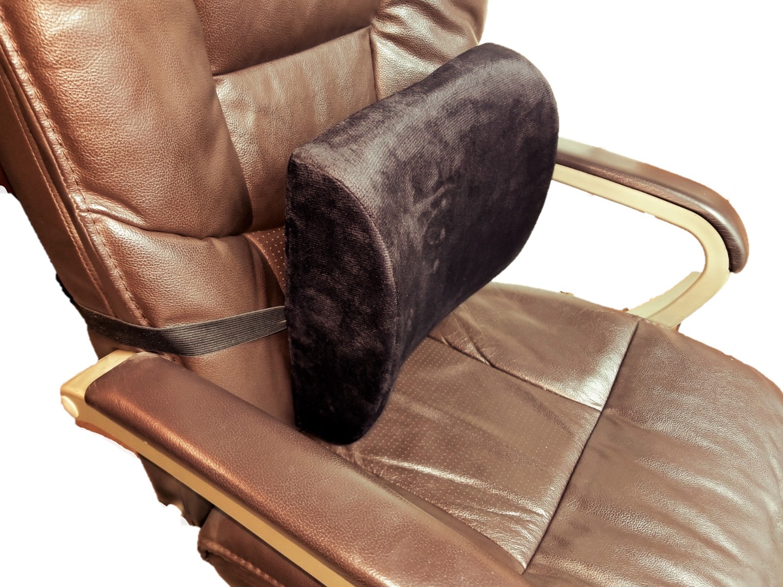 Long Strap Lumbar Cushion Back Support Pillow Memory Foam Car Seat Office Chair