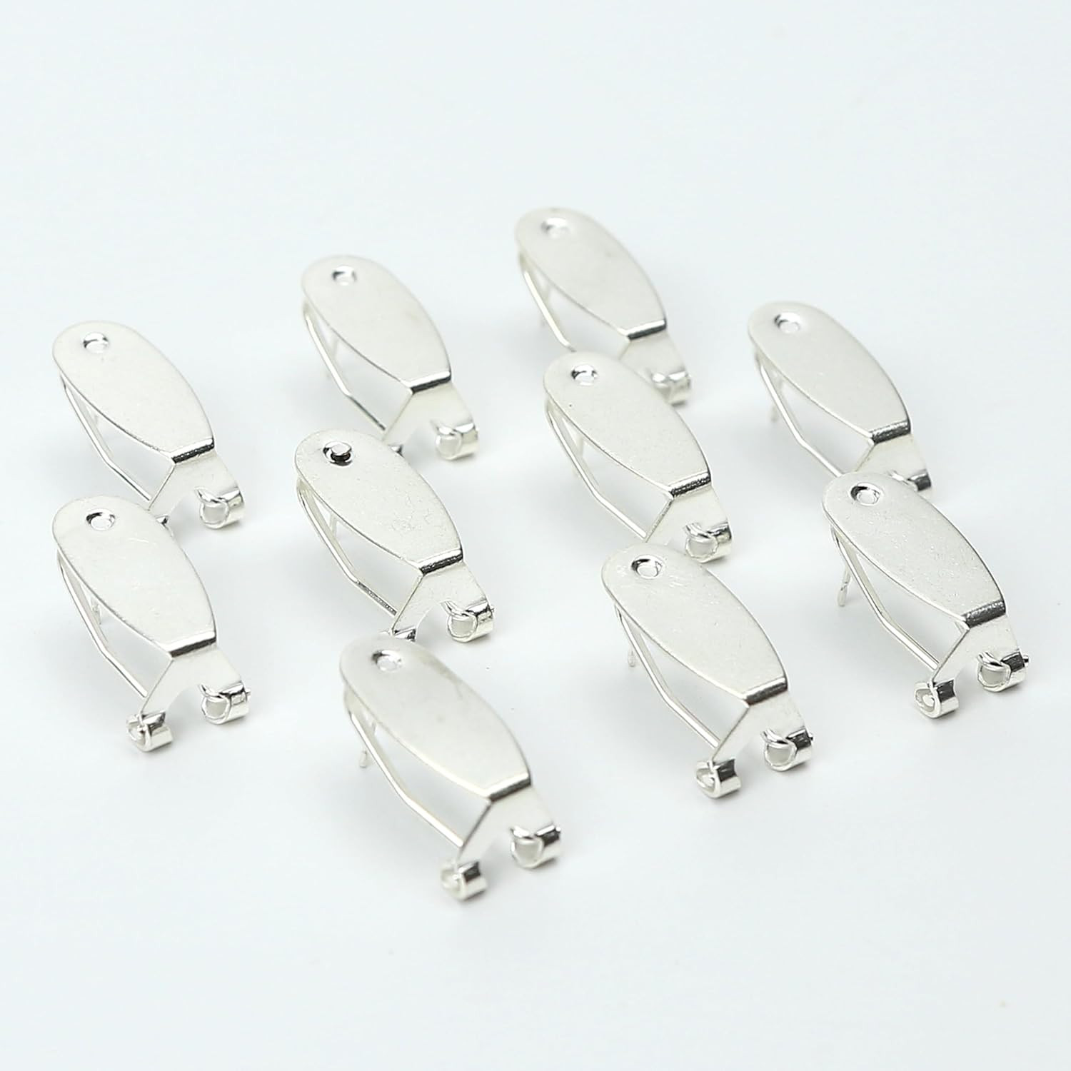 20PCS Fingernail Earring Post Backs, Hypoallergenic Clip Base Studs, Hinged Pads