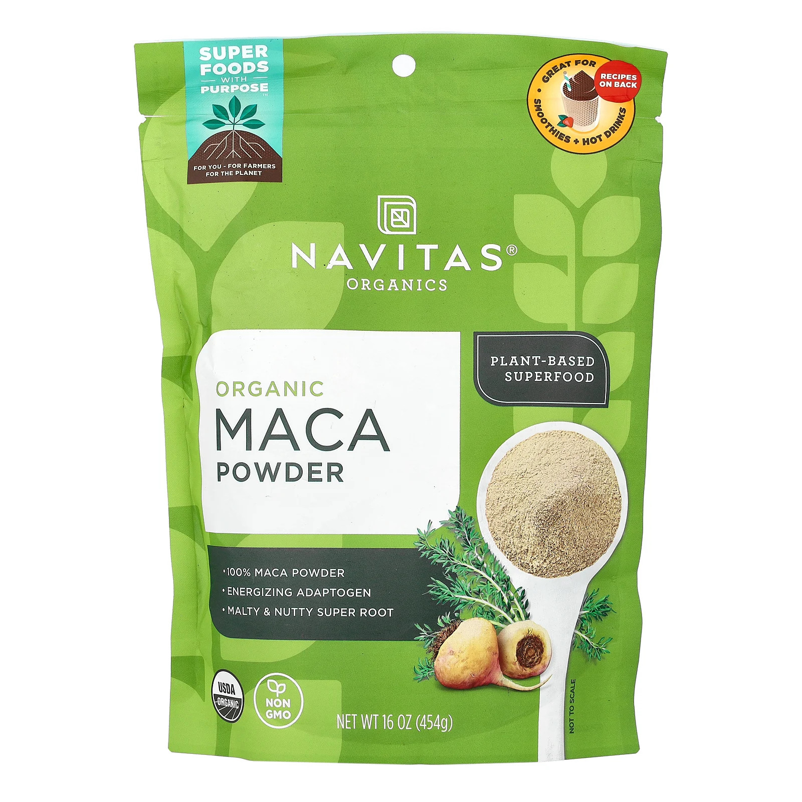 Navitas Organics Organic Maca Powder 16 oz 454 g B Corp, BPA-Free, Gluten-Free,