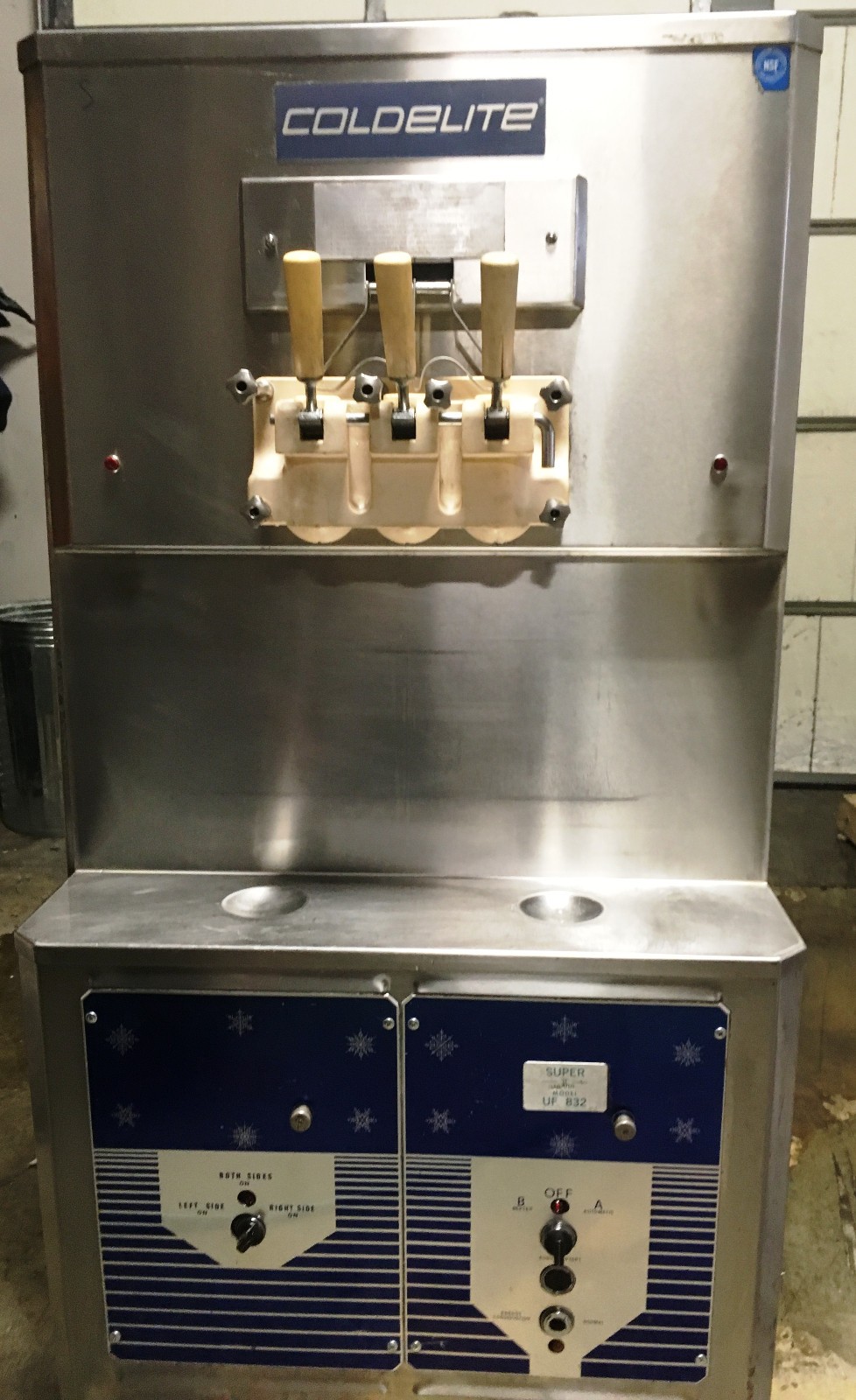 Coldelite ice cream machine Model UF832.  Single phase 230/1/60 water cooled
