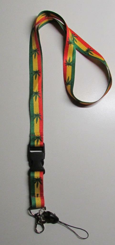 Green Yellow Red WEED Marijuana Leaf Pot 420 LANYARD KEY CHAIN Ring NEW