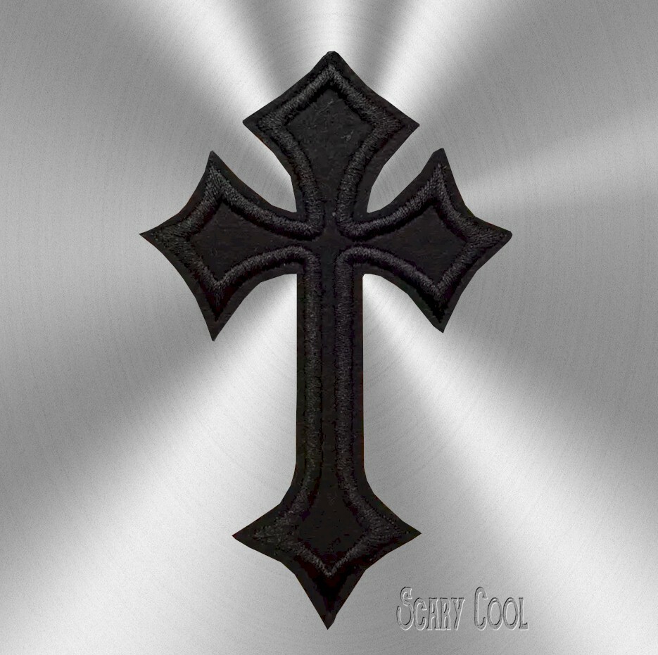New Cross Black Embroidered Jacket Vest Patch Motorcycle Biker