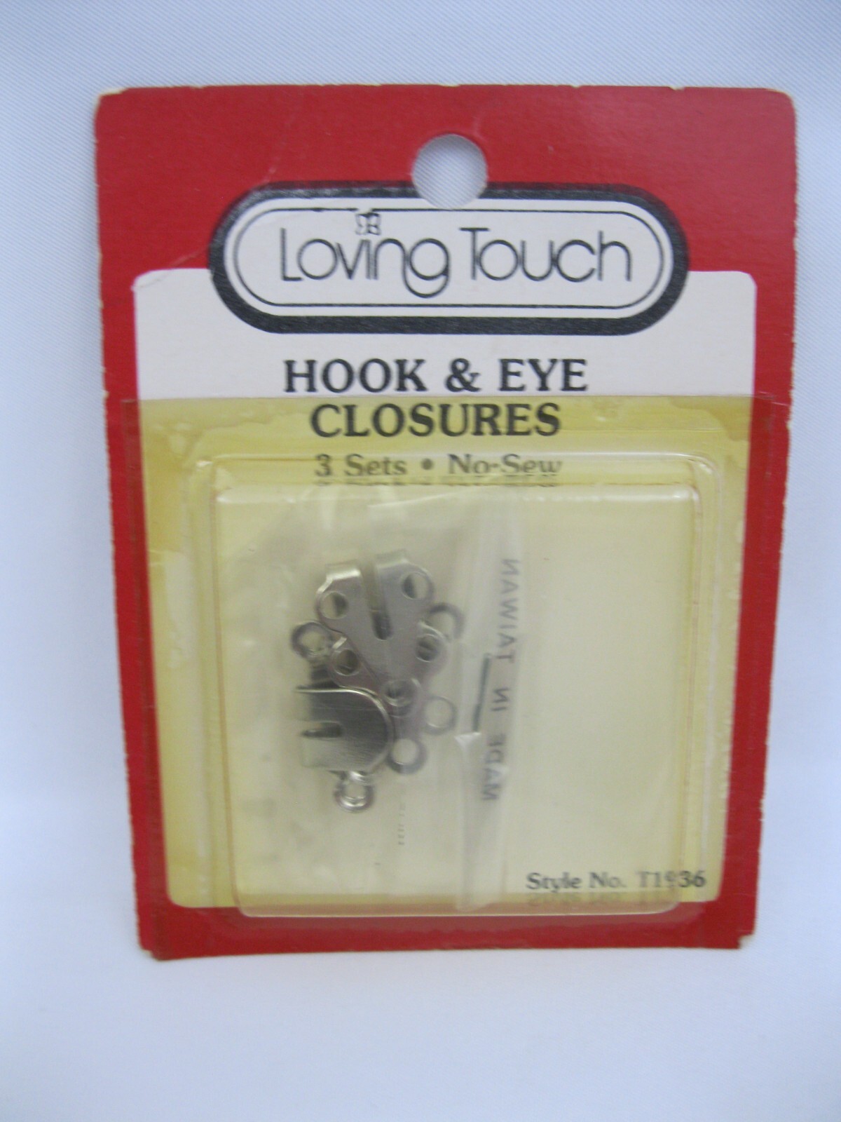 Loving Touch Hook & Eye Closures 3 Sets No Sew Style T1936 Crafts Vintage New