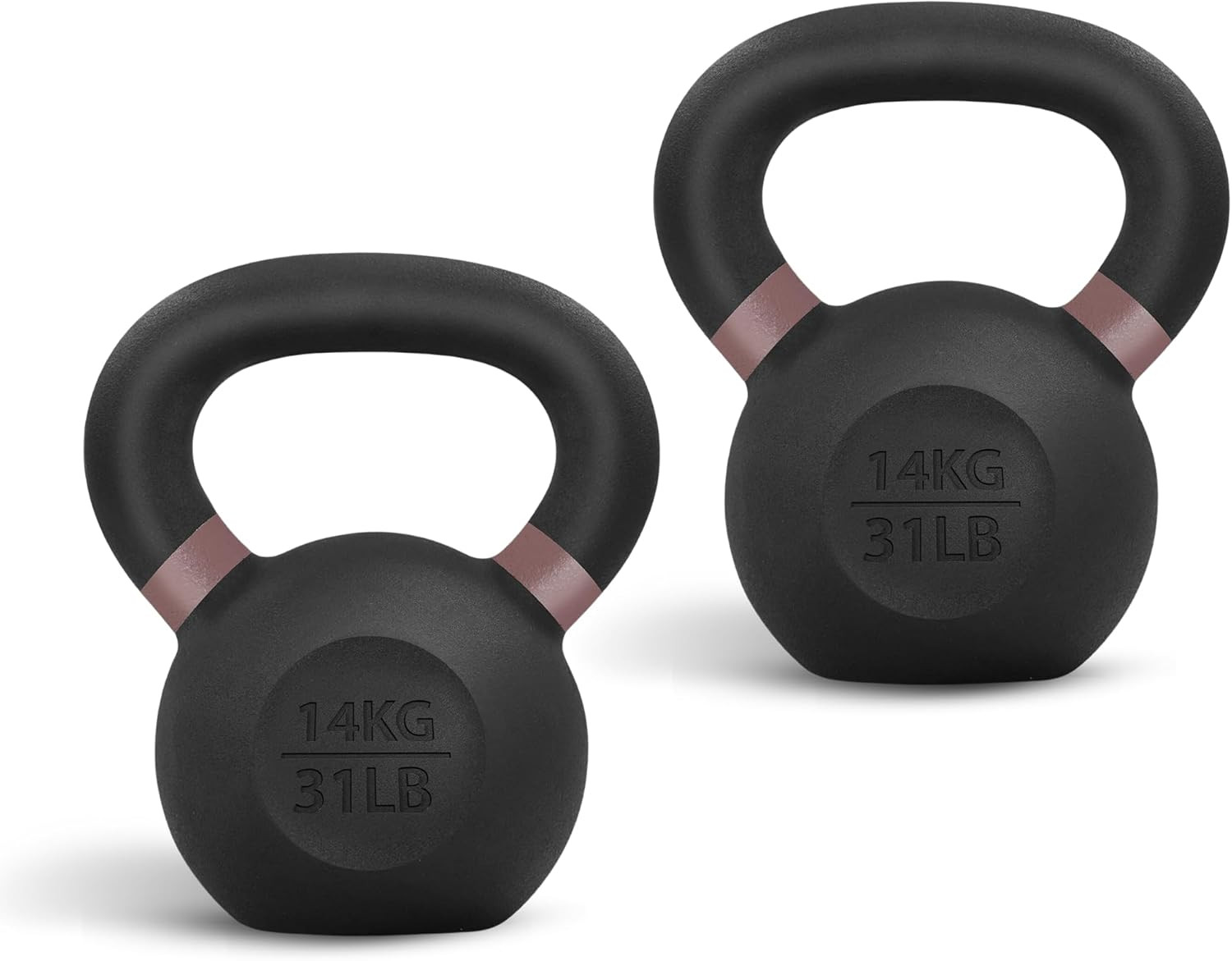Powder Coated Kettlebell, Cast Iron Core Kettlebells with Non-Slip Handle & Flat