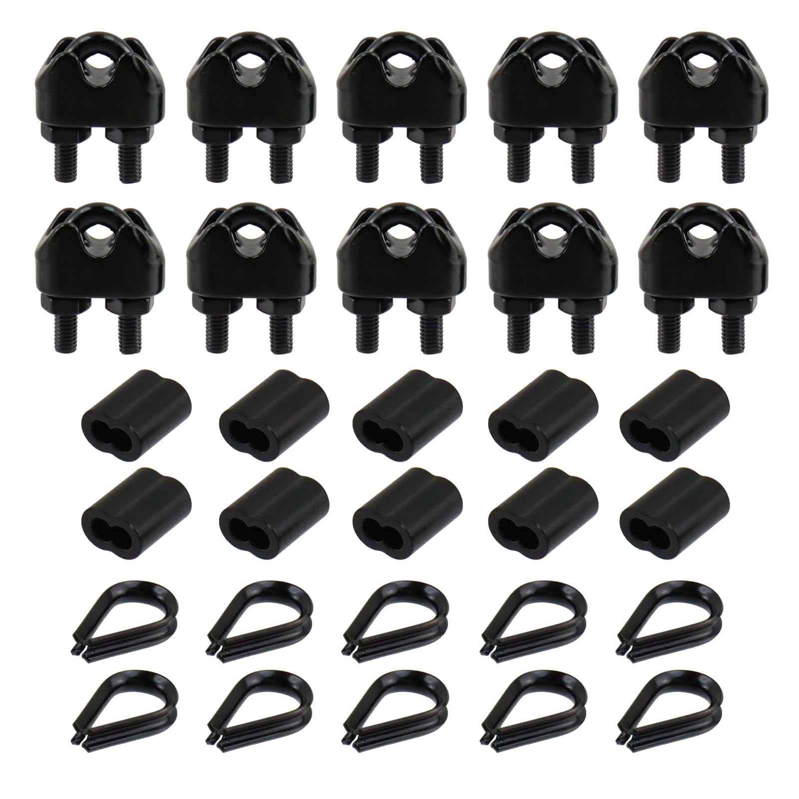 Antrader Wire Rope Accessory Set,Wire Cable Clip M2-1/16", Black