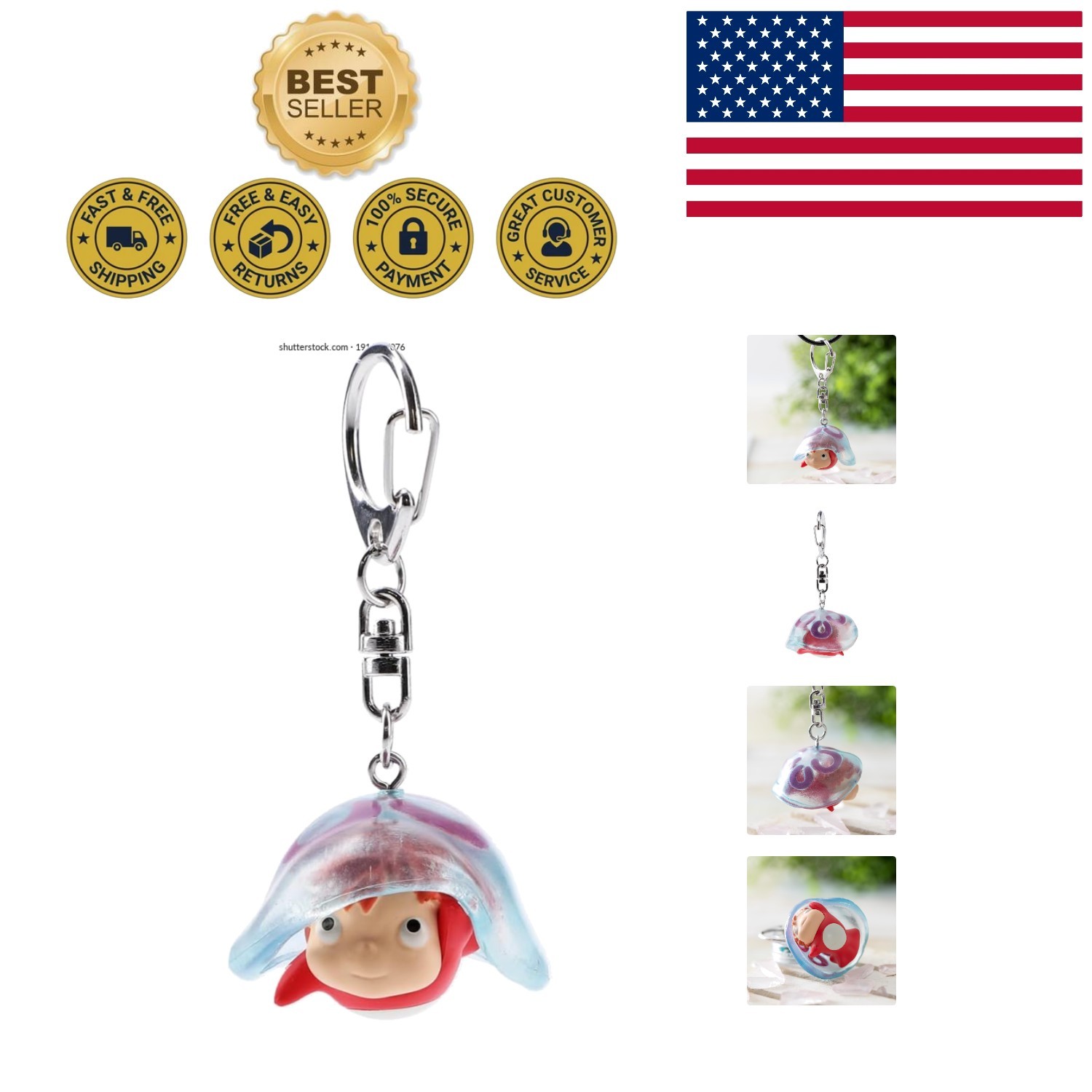 Cute Jellyfish Key Chain from Studio Ghibli's Ponyo - Perfect Collectible Charm