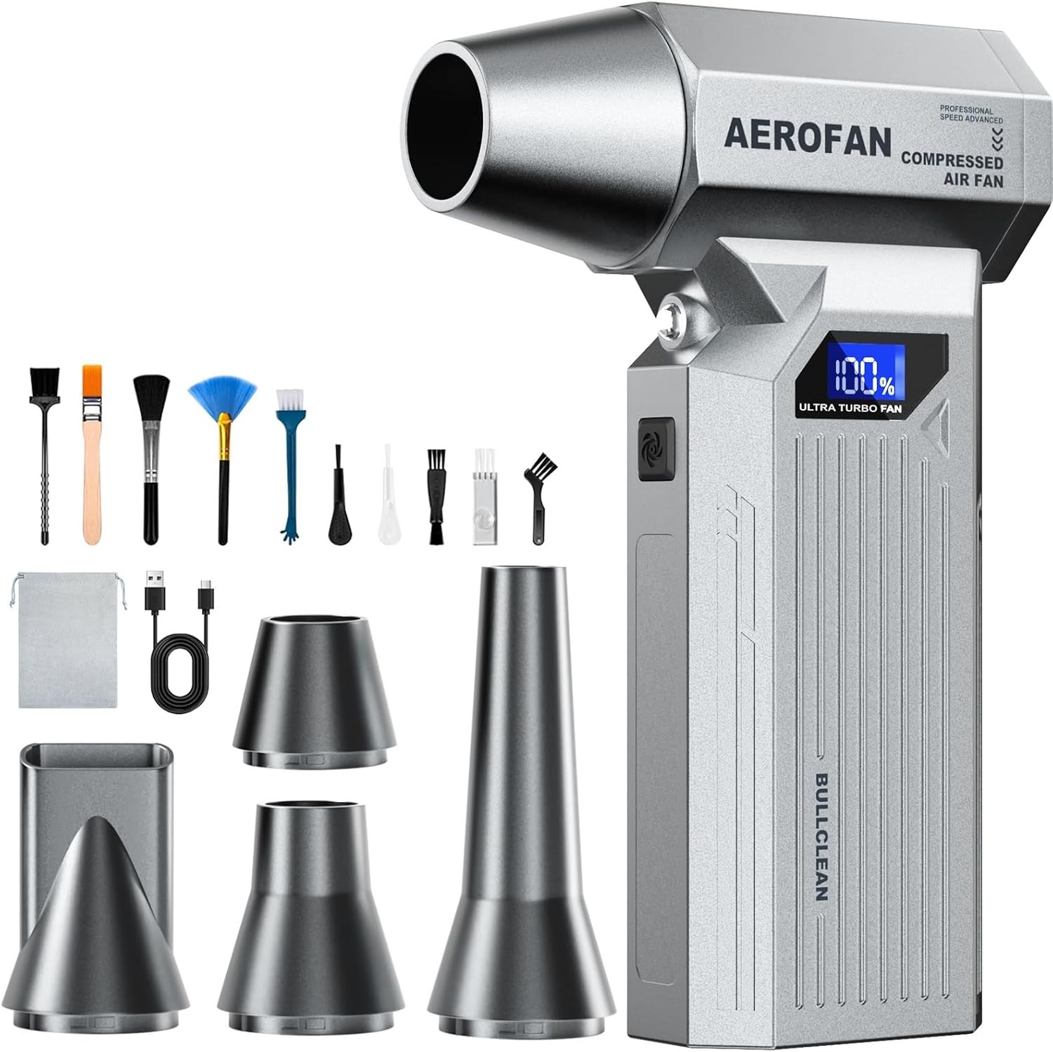 Compressed Air Duster - 160,000RPM Electronic Air Duster with LED Light, 4-Gear