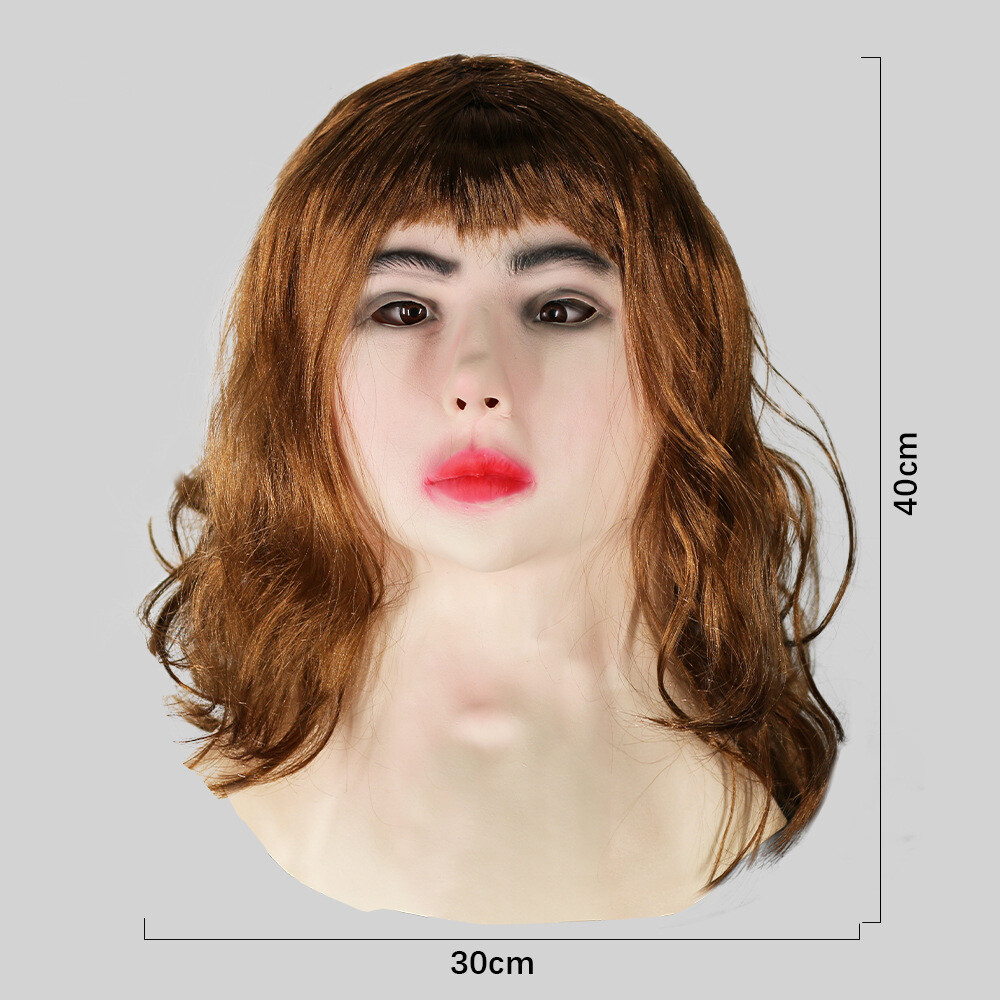 Funny latex hood for long-haired beauty, masquerade live broadcast mask