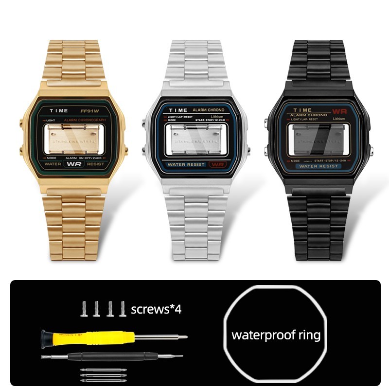 F91W Watch Mod Kit Stainless Steel Case bezel watchband For Casio F91 A158 A159