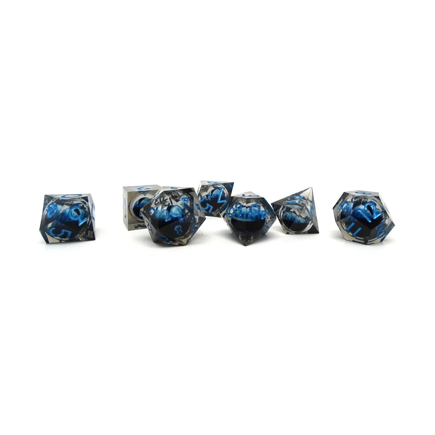 Easy Rolle Dice - Standard Shapes, 12-16  Liquid Core Poly Set - Dark Eyes New