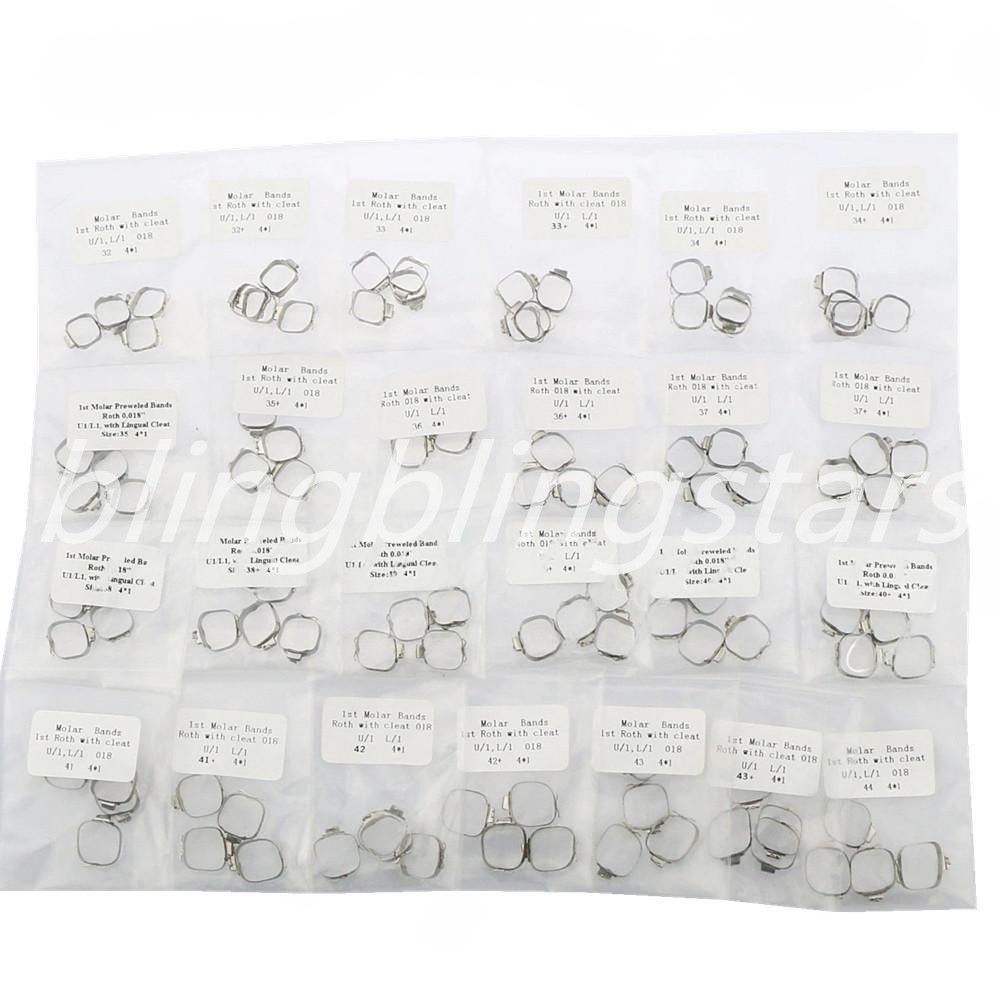 10 Packs Orthodontic Dental 1st Molar Roth Prewelded Bands Buccal Tube 29 to 43+