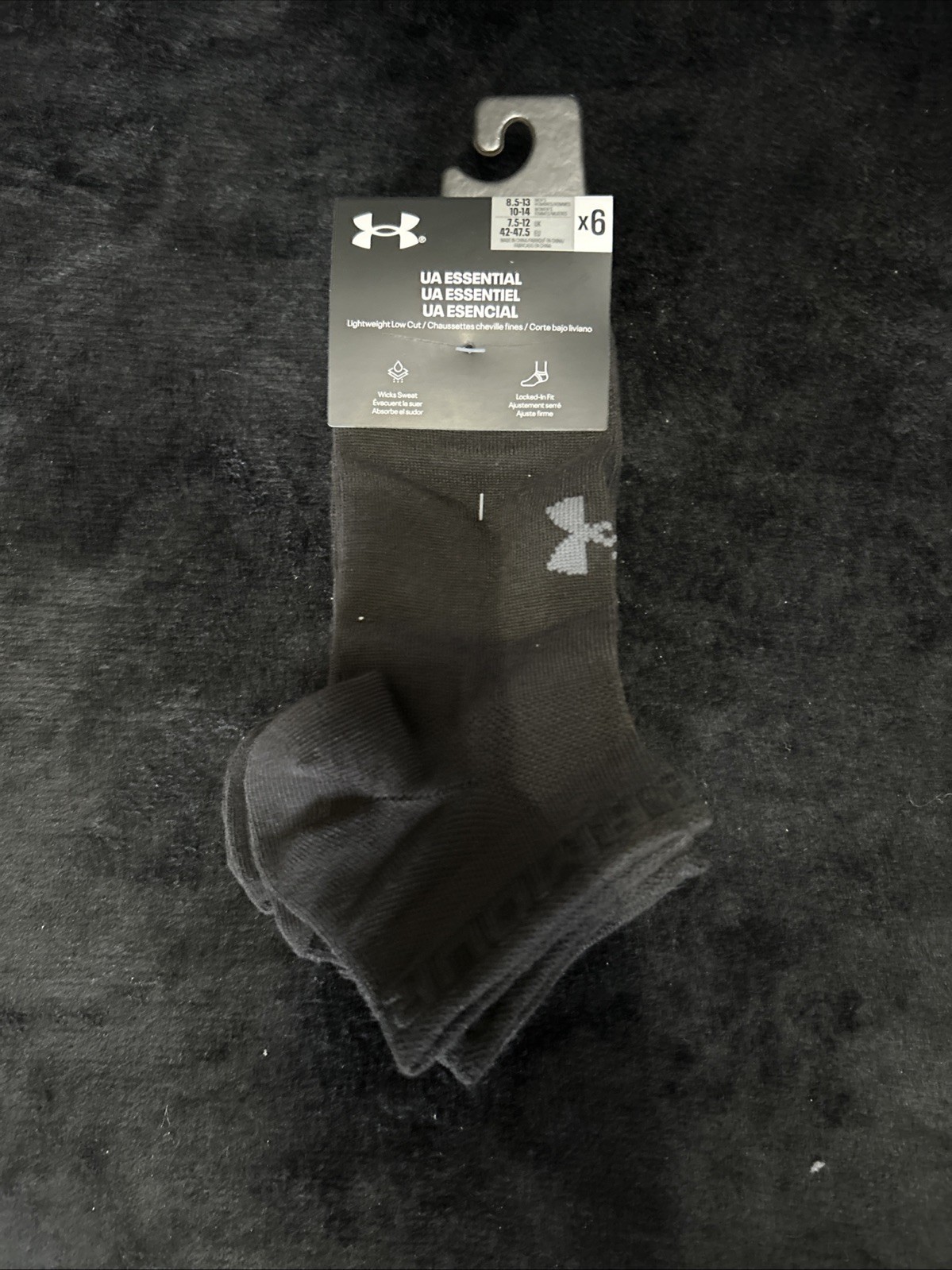 Under Armour Men's Lightweight Low Cut Socks 6 Pairs Size 8.5-13 Black
