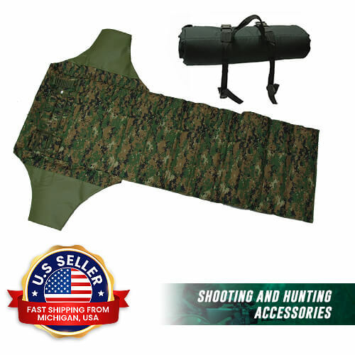 TUFF ZONE Roll up Shooting Mat w/ Acce. Pouches, Non-slip Elbow Pc, W-Camo-GSMW