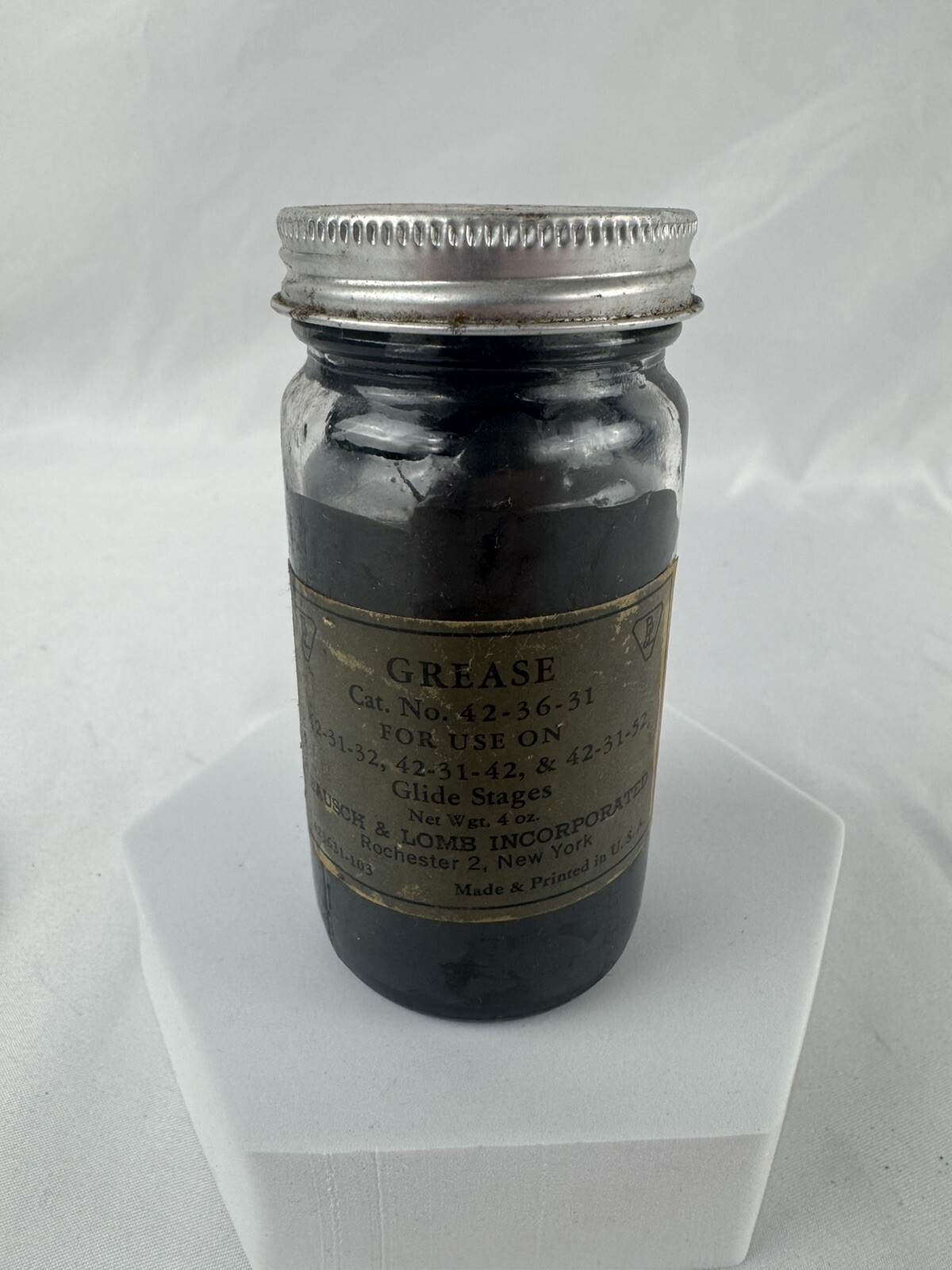 Vintage Microscope Grease - Bausch and Lomb Glide Stages - 4oz - 42-36-31