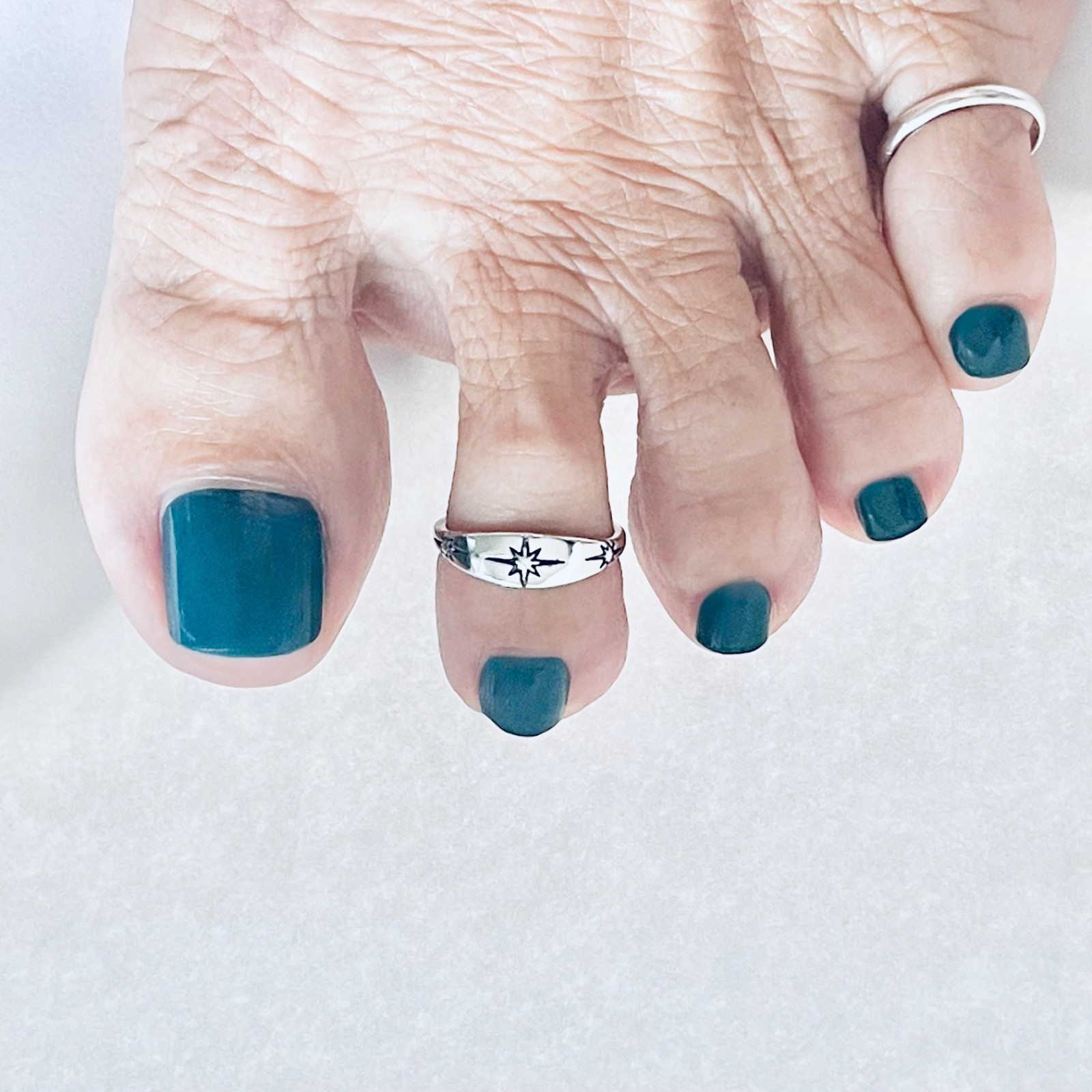 Sterling Silver Moon and Star Toe Ring, Celestial Silver Rings