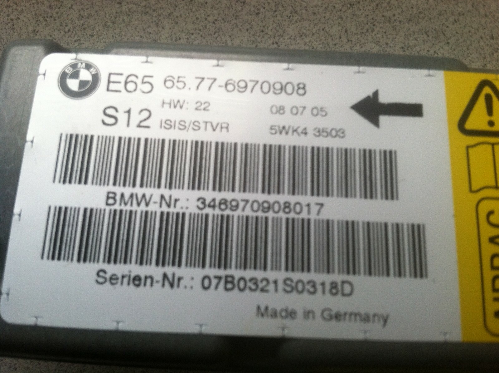 2004-2008 BMW 750i 750Li E65 E66 ~ RIGHT FRONT DOOR SENSOR ~ OEM PART