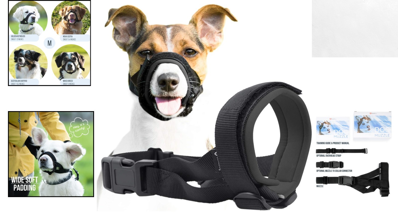 Comfortable Medium Dog Muzzle - Gentle Prevents Biting with Secure Fit, Grey