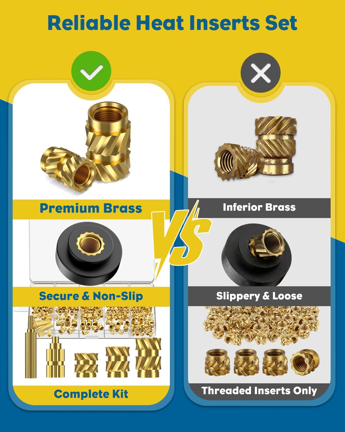 Vibit 451 Pcs Threaded Inserts for 451 (Threaded Ket), Gold