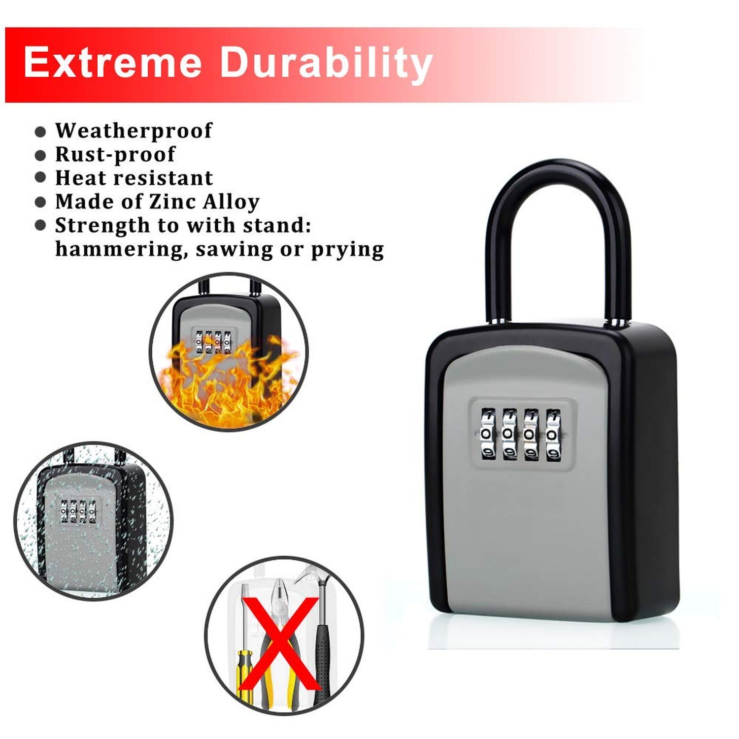 Key Lock Box, Combination Lock box with Code for House Key Storage, Combo Doo...